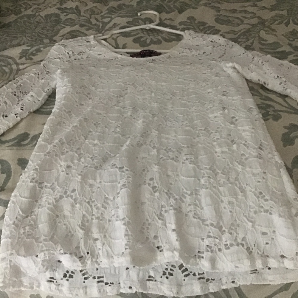 Peck and Peck cotton blend long sleeve lace top